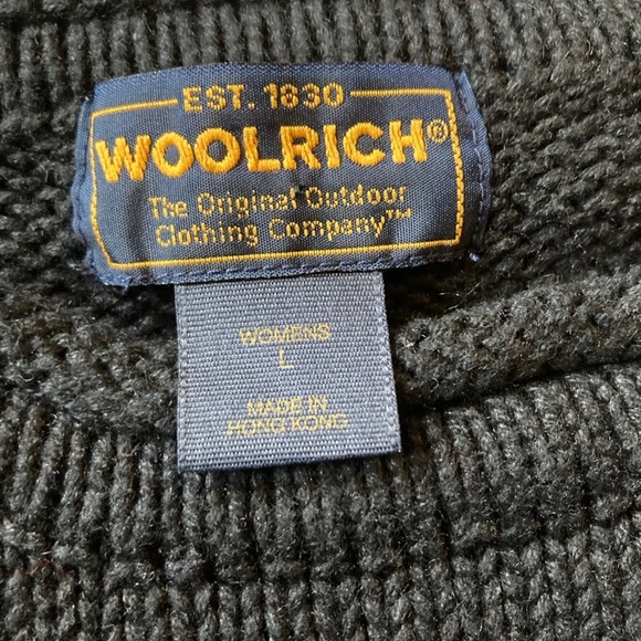 ❤️VTG Woolrich women’s black sweater sz L crew neck with sled on front cotton - Picture 3 of 4